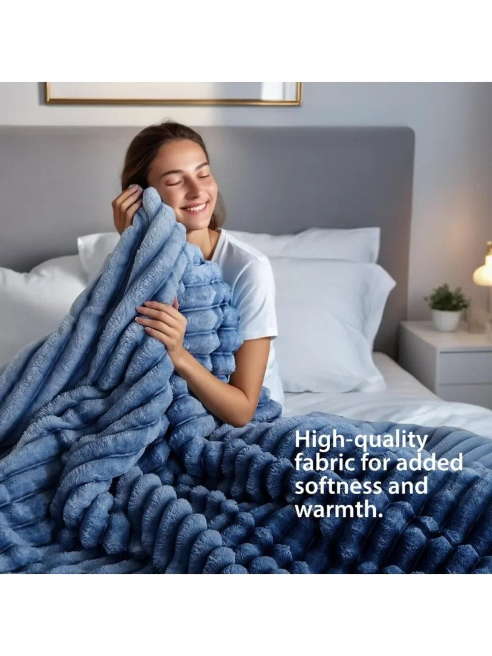 Cozy Ribbed Fluffy Queen Comforter Set - Super Soft Plush Fleece Bedding